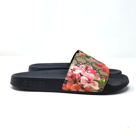 Gucci GG Supreme Blooms Floral Print Supreme Slide Sandals Multi 408508 Size 36 - Picture 4 of 12